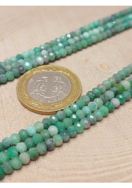 Bileklik Boy Zümrüt Taşı Rondela Faset Kesim Dizi 2.5*3.5mm (45914) Yarım Dizi (17CM Uzunluğundadır) fiyatları