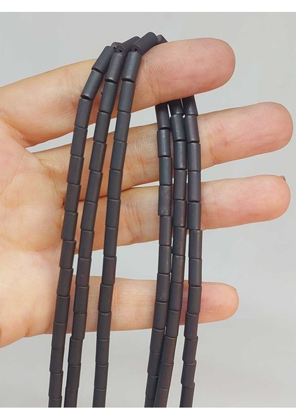 Bileklik Boy Hematit Taşı Yarım Dizi 3.5*8mm (48198) (18CM Uzunluğundadır)