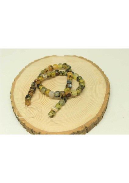 Çeyrek Dizi (9cm Uzunluğundadır!) Akik Taşı Küp Şekilli 7-8mm Aralığı (24210)