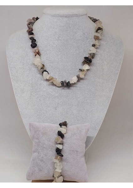 Rutil Kuvars (Melek Saçı) Taşı Iri Taşlar Kolye & Bileklik Seti (52274)