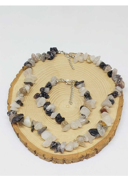 Rutil Kuvars (Melek Saçı) Taşı Iri Taşlar Kolye & Bileklik Seti (52274) modelleri