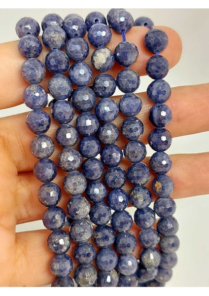 Bileklik Boy Safir Taşı Faset Kesim Yarım Dizi 7mm (45508) (18CM Uzunluğundadır)