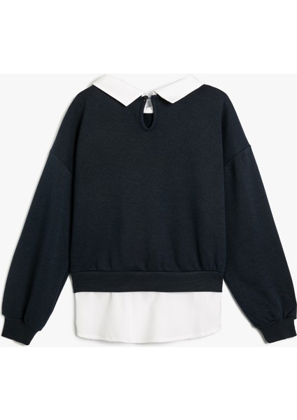 Gömlek Detaylı Sweatshirt Çift Kumaş Detaylı fiyatları