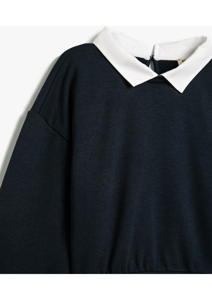 Gömlek Detaylı Sweatshirt Çift Kumaş Detaylı modelleri