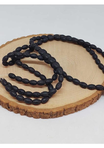 Bileklik Boy Lav Taşı Arpa Kesim Yarım Dizi 6*8.5mm (49970) (18CM Uzunluğundadır) fiyatları