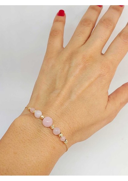 Pembe Kuvars Taşı Tasarım Bileklik (52044) fiyatları
