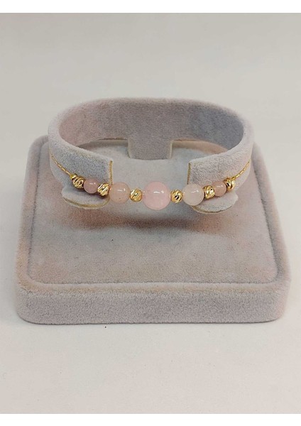 Pembe Kuvars Taşı Tasarım Bileklik (52044) modelleri