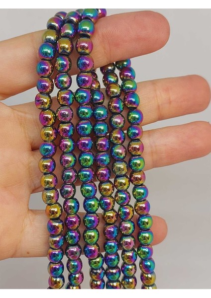 Bileklik Boy Hematit Taşı Yarım Dizi 6mm (48126) (18CM Uzunluğundadır)