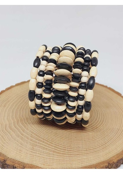 Ahşap Siyah&beyaz Renk Hafızalı Otantik Bileklik (51964) modelleri