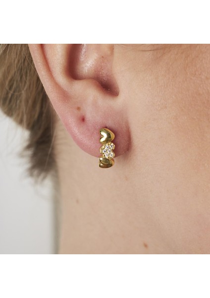 Üç Sıralı Kalp Küpeler modelleri