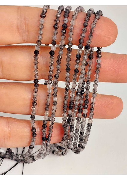 Bileklik Boy Rutil Kuvars Taşı Dizi 2mm (45458) Yarım Dizi (17CM Uzunluğundadır)