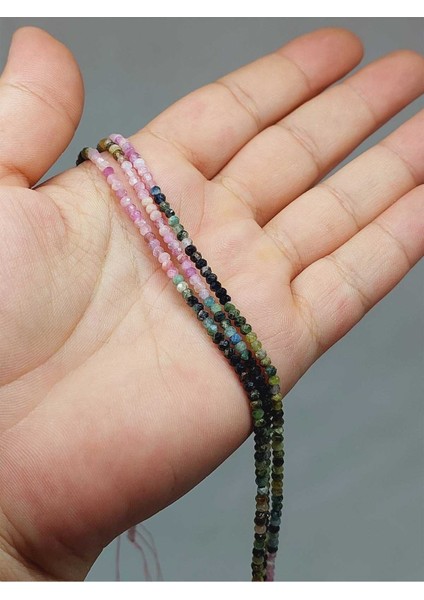Bileklik Boy Turmalin Taşı Rondela Faset Kesim Dizi 0.8*1.2mm Yarım Dizi (17CM Uzunluğundadır)