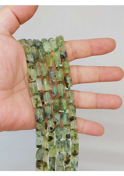 Bileklik Boy Prehnit(Prinayt) Taşı 7X12MM Yarım Dizi (49962) (18CM Uzunluğundadır)