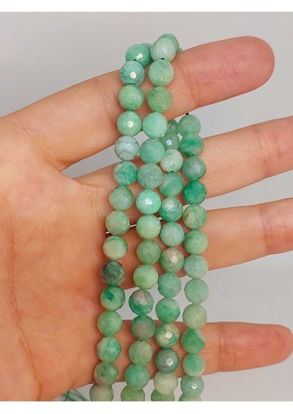 Bileklik Boy Zümrüt Taşı Faset Kesim 6mm Yarım Dizi (45912) (18CM Uzunluğundadır)
