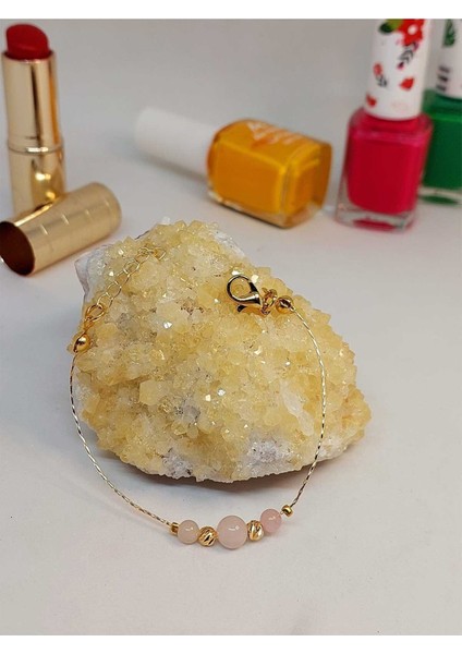 Pembe Kuvars Taşı Tasarım Bileklik (52042) fiyatları