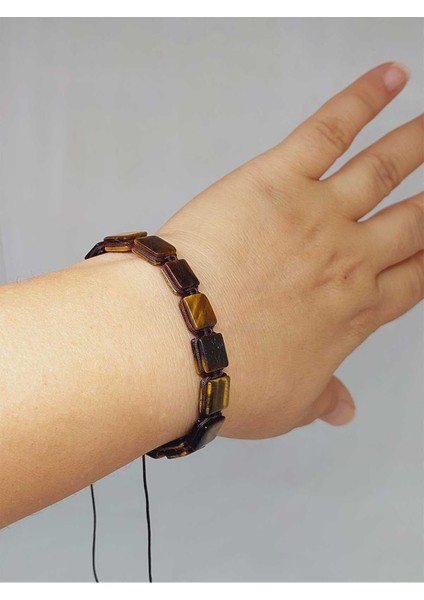 Kaplan Gözü Taşı Makrome Tasarım Bileklik (51894)