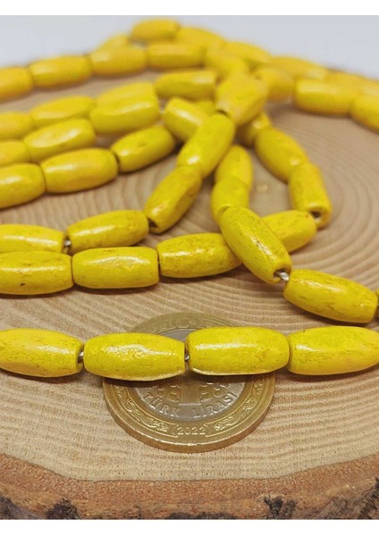 Bileklik Boy Ahşap Silindir Kesim Yarım Dizi 7*14MM Sarı (51430) (18CM Uzunluğundadır) modelleri