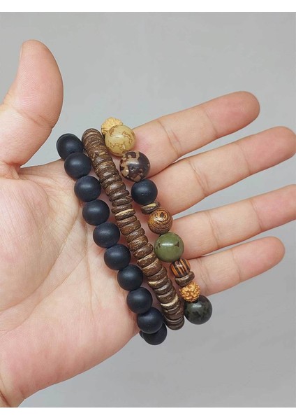 Ahşap Tasarım Unisex Otantik Bileklik (3lü Set) (51476) fiyatları