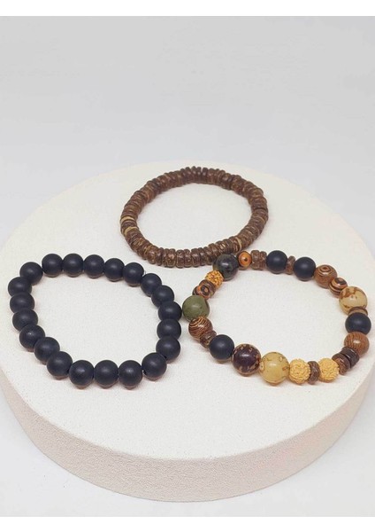 Ahşap Tasarım Unisex Otantik Bileklik (3lü Set) (51476) modelleri