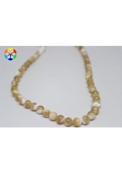 Bileklik Boy Sedef Taşı Yarım Dizi 8mm (Karamel) (18CM Uzunluğundadır)