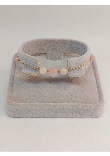 Pembe Kuvars Taşı Tasarım Bileklik (52040) modelleri
