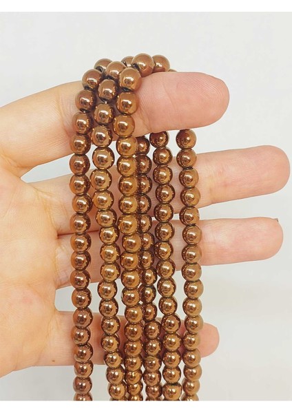 Bileklik Boy Hematit Taşı Yarım Dizi 6mm (48130) (18CM Uzunluğundadır)