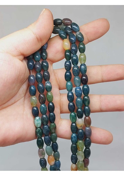 Bileklik Boy Akik Taşı Arpa Kesim Yarım Dizi 6*8.5mm (49998) (18CM Uzunluğundadır)