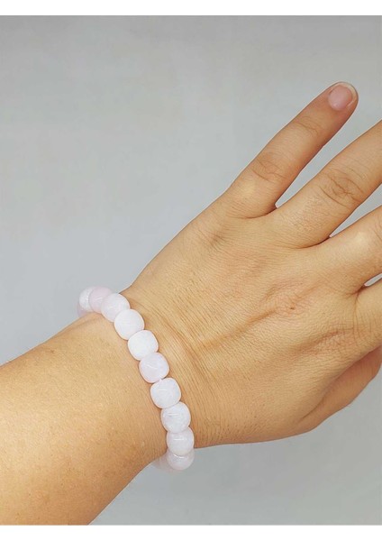 Pembe Kuvars Taşı Tasarım Bileklik 9*10MM (51568)