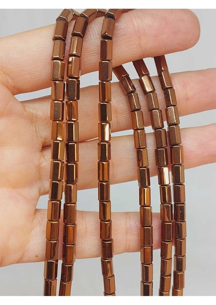 Bileklik Boy Hematit Taşı Yarım Dizi 3.5*6mm (48188) (18CM Uzunluğundadır)