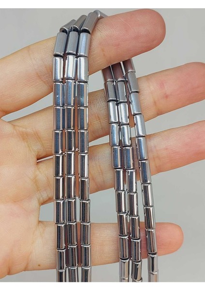 Bileklik Boy Hematit Taşı Yarım Dizi 3.5*8mm (48202) (18CM Uzunluğundadır)