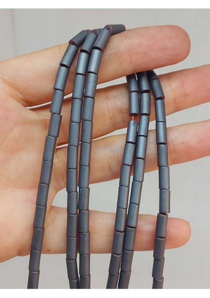 Bileklik Boy Hematit Taşı Yarım Dizi 3.5*8mm (48204) (18CM Uzunluğundadır)