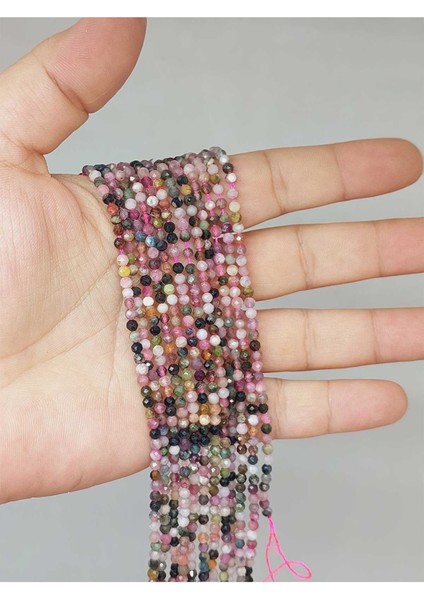 Turmalin Taşı Faset Kesim 3mm Dizi (51934)