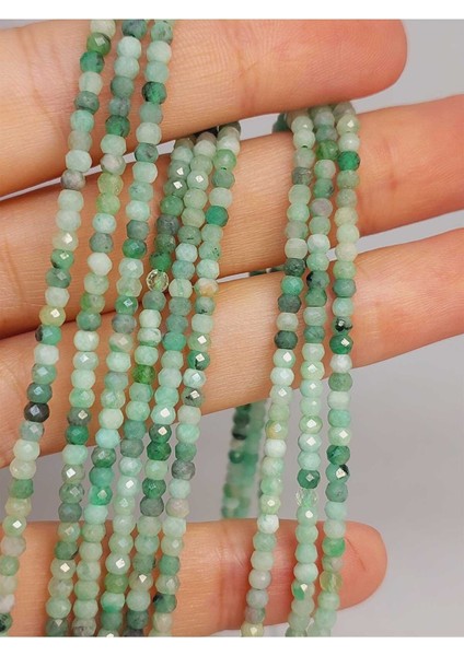 Bileklik Boy Zümrüt Taşı Rondela Faset Kesim Dizi 2*2.5mm (45902) Yarım Dizi (17CM Uzunluğundadır)