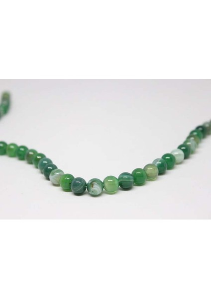 Çeyrek Dizi (9cm Uzunluğundadır!) Akik Taşı Yeşil Çeyrek Dizi 8mm (7888)