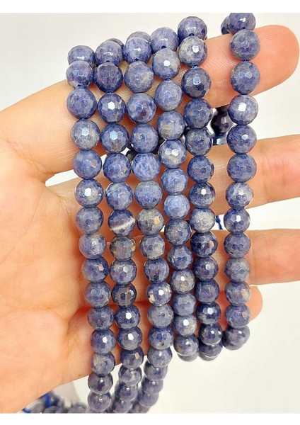 Bileklik Boy Safir Taşı Faset Kesim Yarım Dizi 6-6.5mm Aralığı (45504) (18CM Uzunluğundadır)