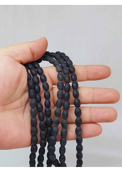 Bileklik Boy Onix Taşı Arpa Kesim Yarım Dizi 6*8.5mm (49968) (18CM Uzunluğundadır)