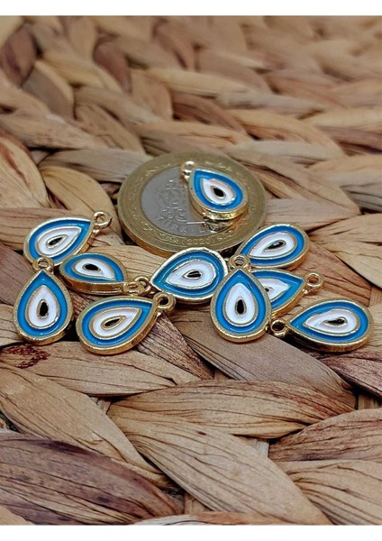 Altın Kaplama Turkuaz Yassı Nazar Boncuğu Aparat/2 Adet (51766) fiyatları