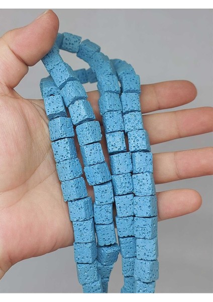 Lav Taşı Mavi Küp Şekilli Dizi 10*10MM (51630)