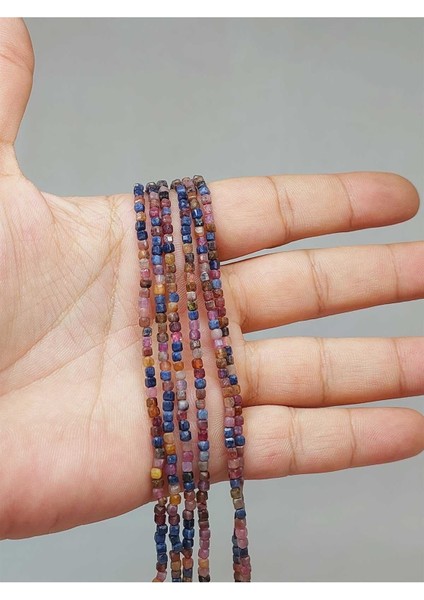 Yakut & Safir Taşı Küp Şekilli Dizi 2mm (51174)