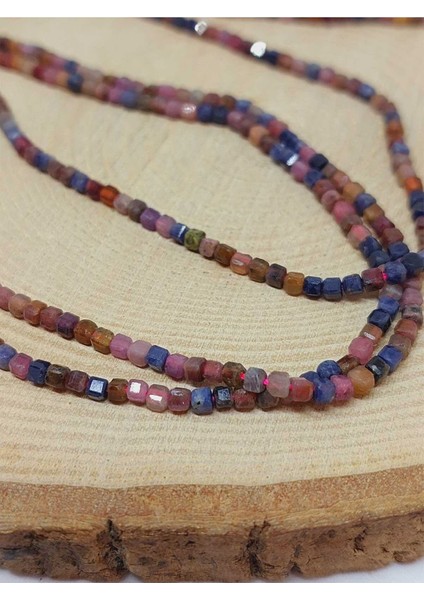 Yakut & Safir Taşı Küp Şekilli Dizi 2mm (51174)
