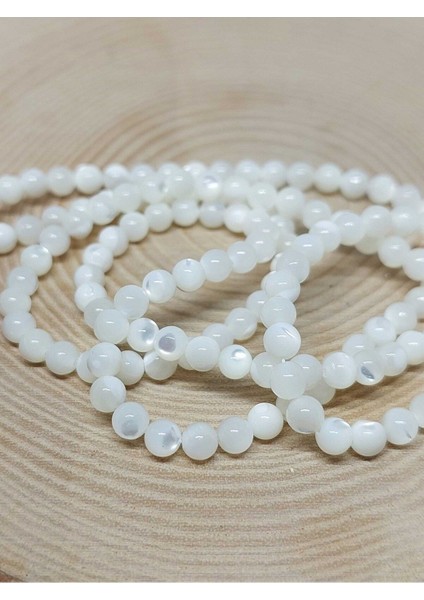 Bileklik Boy Sedef Taşı Beyaz Yarım Dizi 4mm (18CM Uzunluğundadır)
