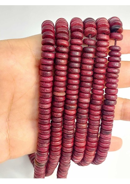 Bileklik Boy Yarım Dizi Ud Ağacı Ahşap Rondela Kesim 7.5*2.5mm (45300) (18CM Uzunluğundadır)