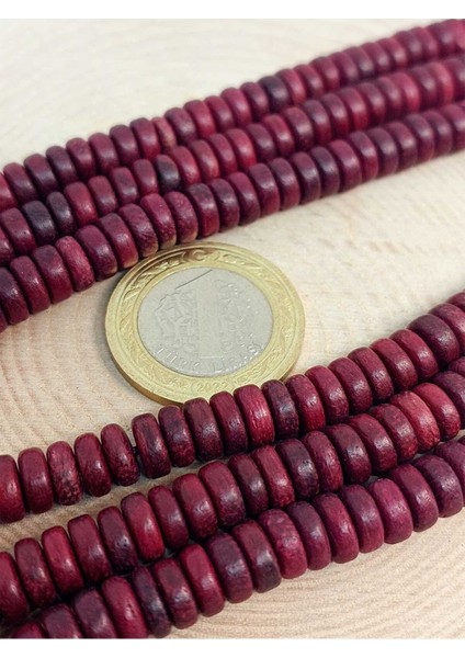 Bileklik Boy Yarım Dizi Ud Ağacı Ahşap Rondela Kesim 7.5*2.5mm (45300) (18CM Uzunluğundadır)