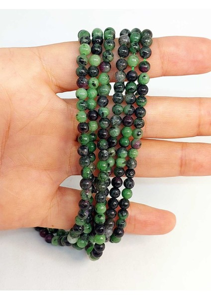 Bileklik Boy Anyolit (Rubizoit- Rubyzoisit) Taşı Yarım Dizi 4mm (18CM Uzunluğundadır)