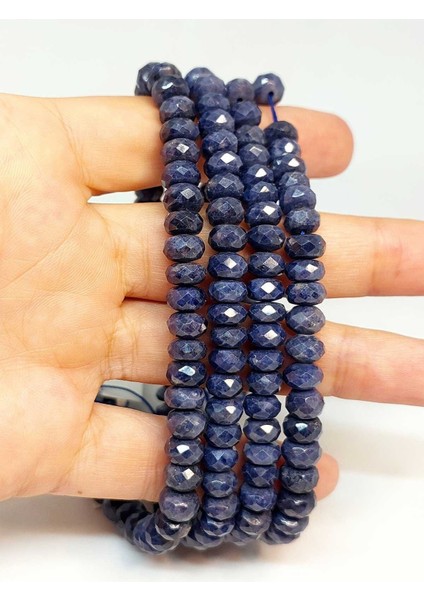 Bileklik Boy Safir Taşı Rondela Faset Kesim 4*7.5mm Yarım Dizi (45822) (18CM Uzunluğundadır)