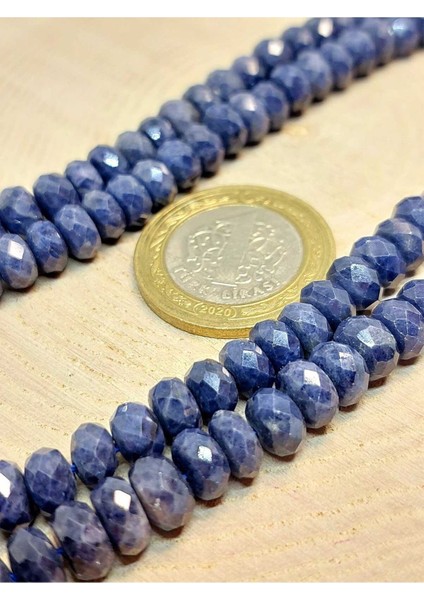 Bileklik Boy Safir Taşı Rondela Faset Kesim 4*7.5mm Yarım Dizi (45822) (18CM Uzunluğundadır) fiyatları