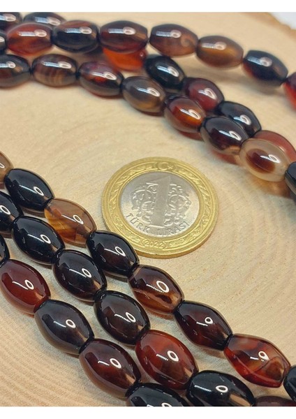 Bileklik Boy Akik Taşı Arpa Kesim 8X11MM Yarım Dizi (49418) (18CM Uzunluğundadır) fiyatları