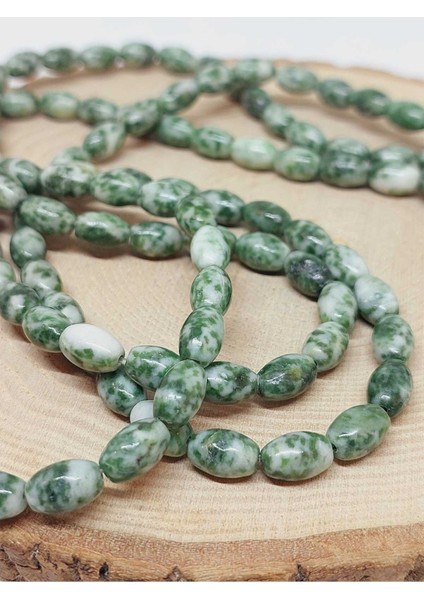 Bileklik Boy Jasper Taşı Arpa Kesim Yarım Dizi 6*8.5mm (51302) (18CM Uzunluğundadır) modelleri