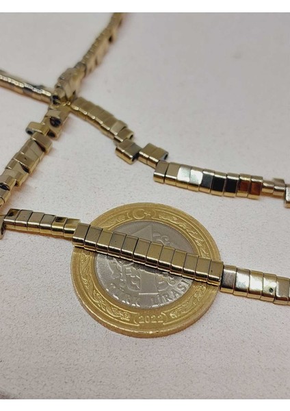 Hematit Taşı Şekilli Çift Delikli 2*4.5mm Dizi (52372)