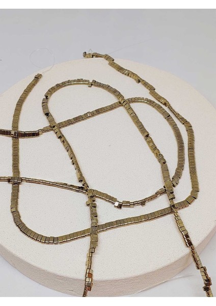 Hematit Taşı Şekilli Çift Delikli 2*4.5mm Dizi (52372)